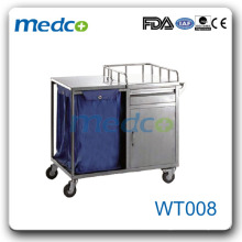 WT008 Best price! stainless steel Hospital cleaning trolley cart